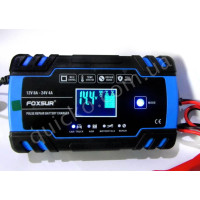 Автоматичний зарядний пристрій FOXSUR 12V/24V 4-8A для заряджання, відновлення та десульфурації автомобільних акумуляторів Автоматичний зарядний пристрій FOXSUR 12V/24V 4-8A для заряджання, відновлення та десульфурації автомобільних акумуляторів